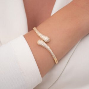 pv-6455 Bracelete Abraço Pontas Cravejadas