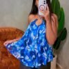 Blusa em Tule Estampado Frente Única com Argola
