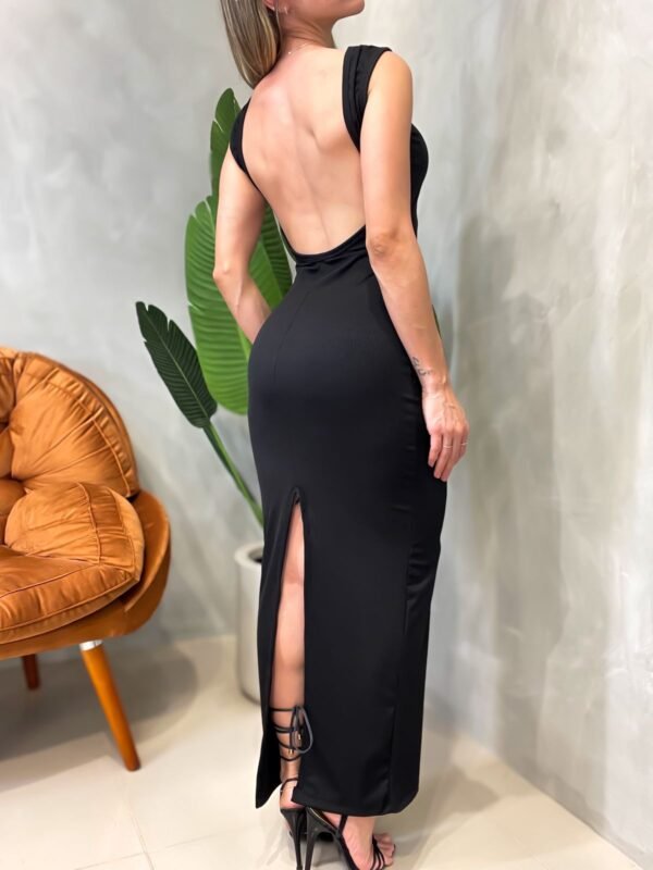 Vestido Longo em Ribana Regata Costas Nua