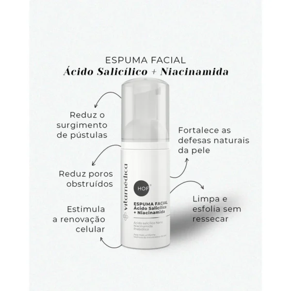 Espuma de Limpeza Facial Anti Acne e Oleosidade com Ácido Salicílico Nano + Niacinamida