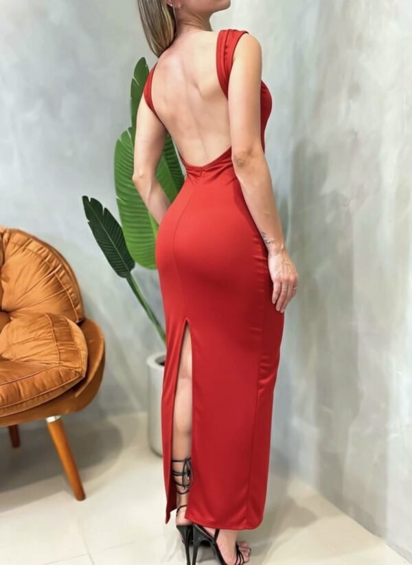 Vestido Longo em Ribana Regata Costas Nua