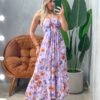 pv-6708 Vestido Midi em Viscose Frente Única Estampada