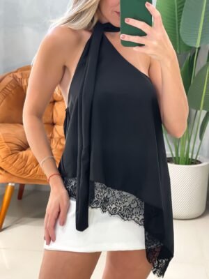 Bata em Crepinho com Renda e Amarração