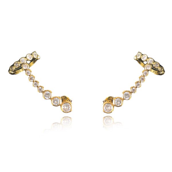 pidr-178768526 Brinco Ear Cuff com Piercing Fake e Zircônias Branca Banhado em Ouro 18k