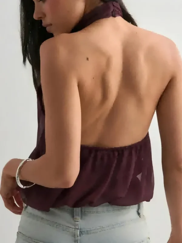 Top Feminino com Decote Halter e Costas Descobertas
