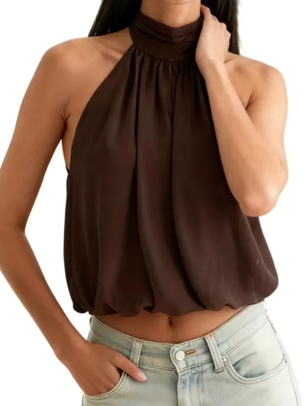 Top Feminino com Decote Halter e Costas Descobertas
