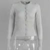 Cardigan Cropped Tricô Manga Longa Canelado