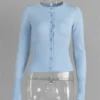 Cardigan Cropped Tricô Manga Longa Canelado