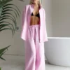 Conjunto de Camisa de Manga Longa e Calça de Algodão
