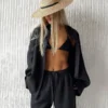 Conjunto de Camisa de Manga Longa e Calça de Algodão