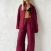 Conjunto de Camisa de Manga Longa e Calça de Algodão