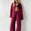 Conjunto de Camisa de Manga Longa e Calça de Algodão